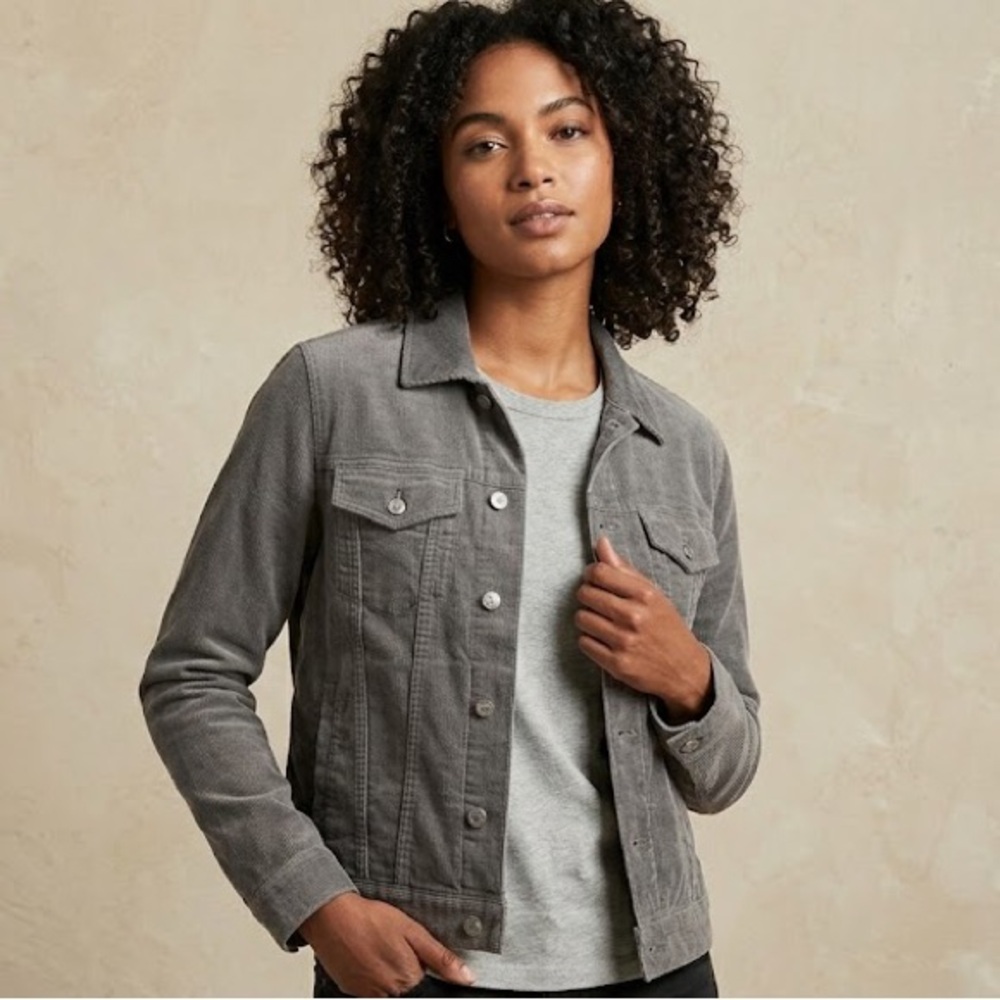 Old Navy Gray Corduroy Jean Style Jacket